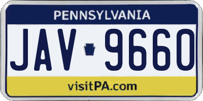 PA license plate JAV9660