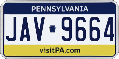 PA license plate JAV9664