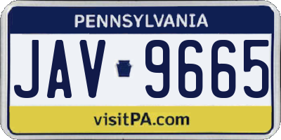 PA license plate JAV9665