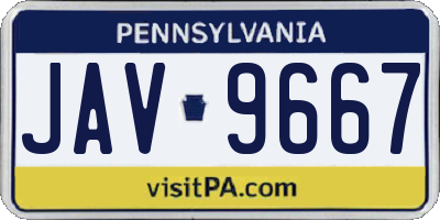 PA license plate JAV9667