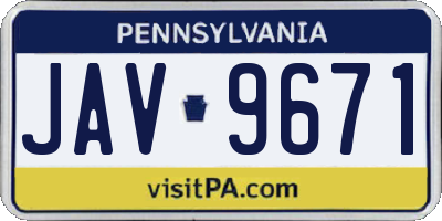 PA license plate JAV9671