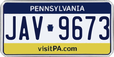 PA license plate JAV9673
