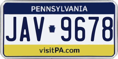 PA license plate JAV9678