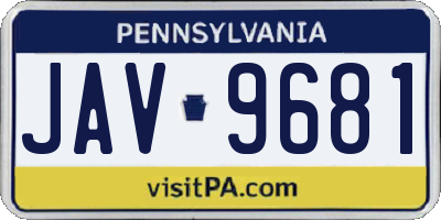 PA license plate JAV9681