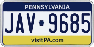 PA license plate JAV9685