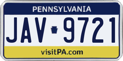 PA license plate JAV9721