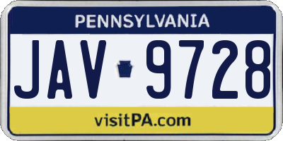 PA license plate JAV9728