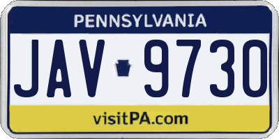 PA license plate JAV9730