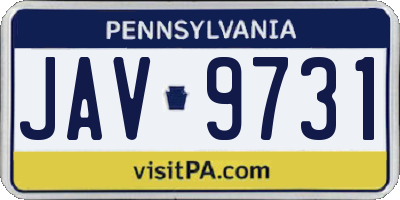 PA license plate JAV9731