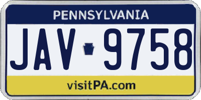 PA license plate JAV9758