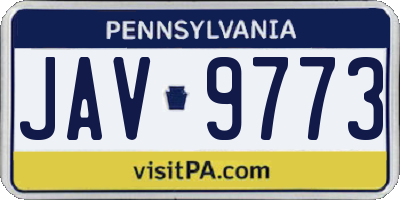 PA license plate JAV9773