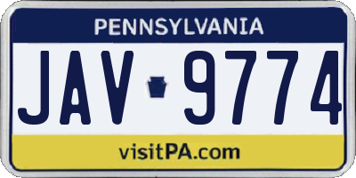 PA license plate JAV9774