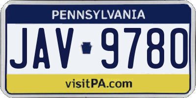 PA license plate JAV9780