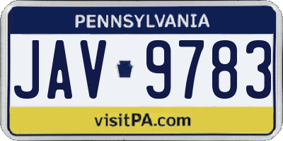 PA license plate JAV9783
