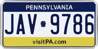 PA license plate JAV9786
