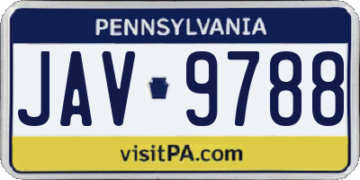PA license plate JAV9788
