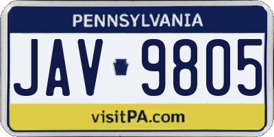 PA license plate JAV9805