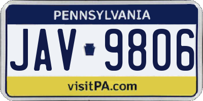PA license plate JAV9806