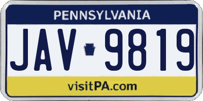 PA license plate JAV9819
