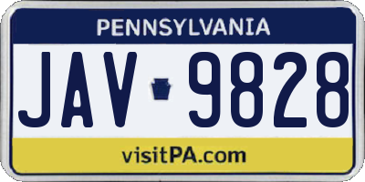 PA license plate JAV9828