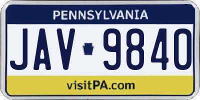 PA license plate JAV9840