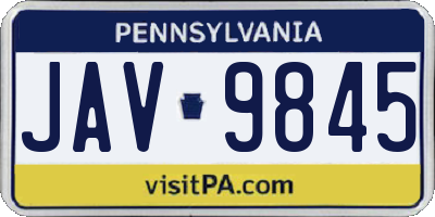 PA license plate JAV9845