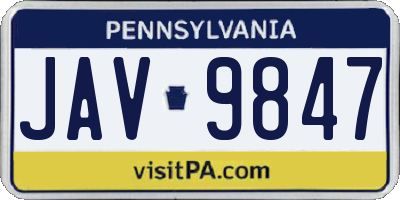 PA license plate JAV9847