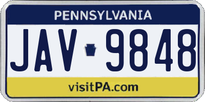 PA license plate JAV9848
