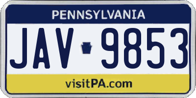 PA license plate JAV9853