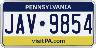 PA license plate JAV9854