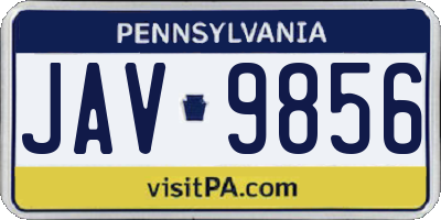 PA license plate JAV9856