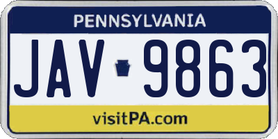 PA license plate JAV9863