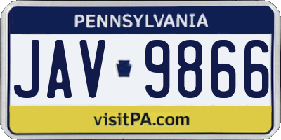 PA license plate JAV9866