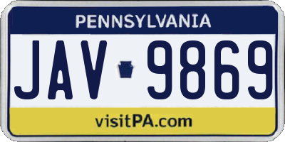 PA license plate JAV9869