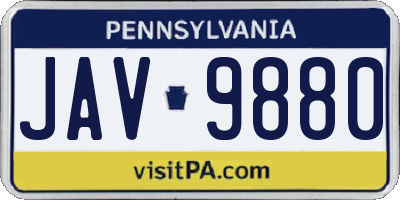 PA license plate JAV9880
