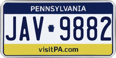 PA license plate JAV9882