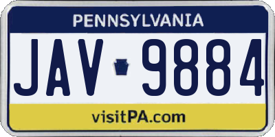 PA license plate JAV9884