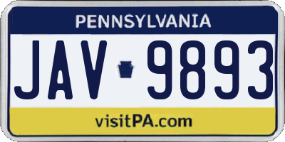 PA license plate JAV9893