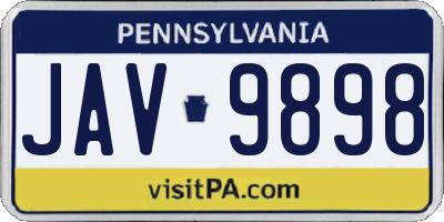 PA license plate JAV9898