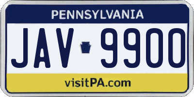 PA license plate JAV9900