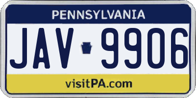 PA license plate JAV9906