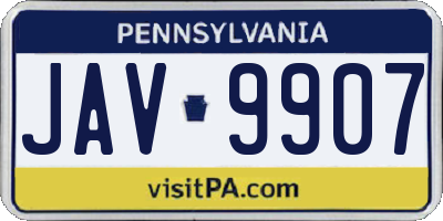PA license plate JAV9907