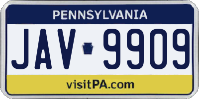 PA license plate JAV9909
