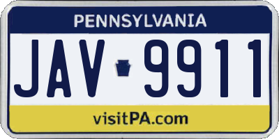 PA license plate JAV9911