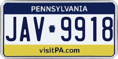PA license plate JAV9918