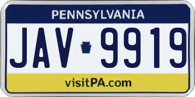 PA license plate JAV9919