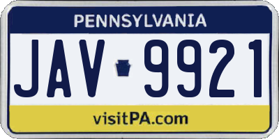 PA license plate JAV9921