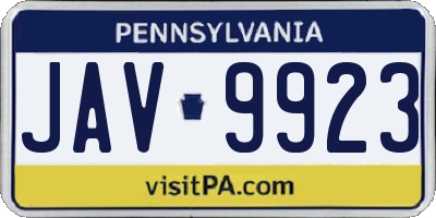 PA license plate JAV9923