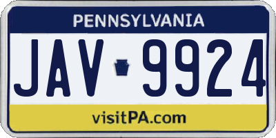 PA license plate JAV9924