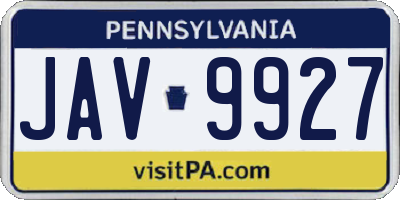 PA license plate JAV9927